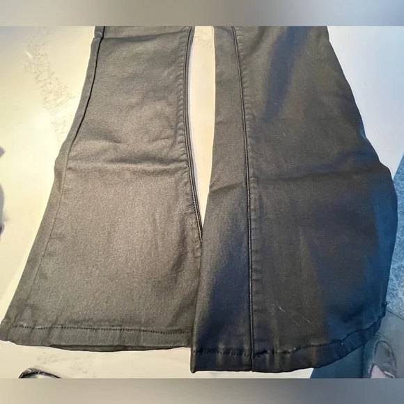 Women’s edikted black faux leather flare jeans. Size small. - Picture 7 of 10
